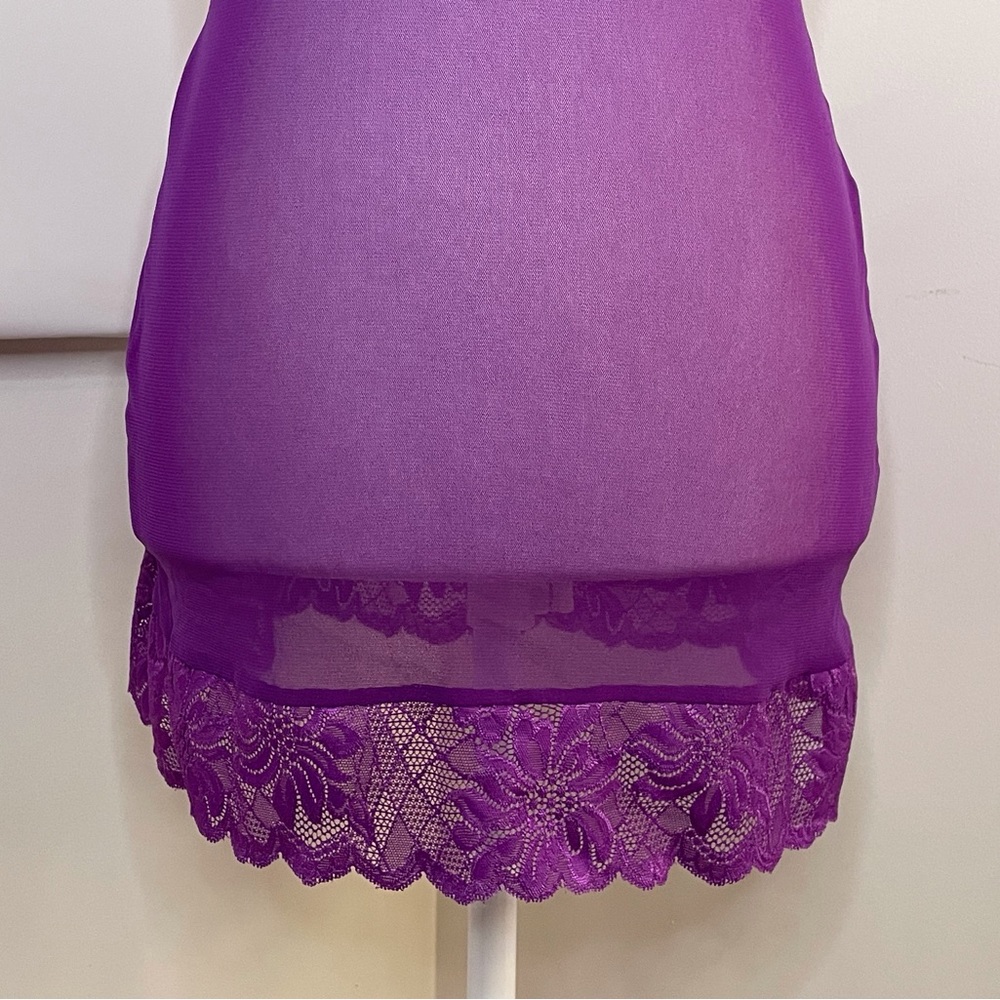 Fredericks of Hollywood Lace Chemise Dress Lingerie Size S Purple - Picture 3 of 15